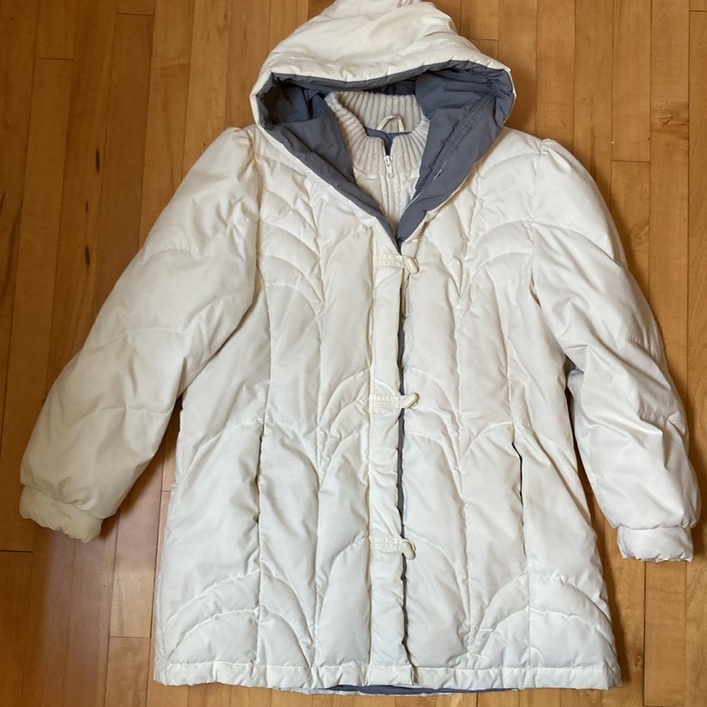 Vintage 80s Windsor Bay Quilted Down Winter Coat White Sz S